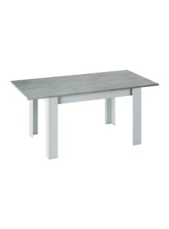 Tavoli Allungabili|Cucina > Dmora Tavolo allungabile minimal 6-8 posti 140/190x90cm cemento e bianco - Abudula Bianco, Grigio Cemento