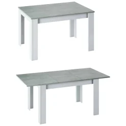 Tavoli Allungabili|Cucina > Dmora Tavolo allungabile minimal 6-8 posti 140/190x90cm cemento e bianco - Abudula Bianco, Grigio Cemento