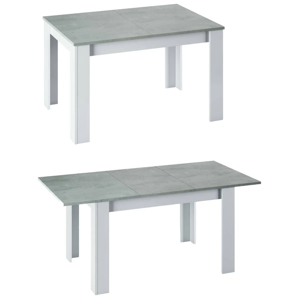 Tavoli Allungabili|Cucina > Dmora Tavolo allungabile minimal 6-8 posti 140/190x90cm cemento e bianco - Abudula Bianco, Grigio Cemento