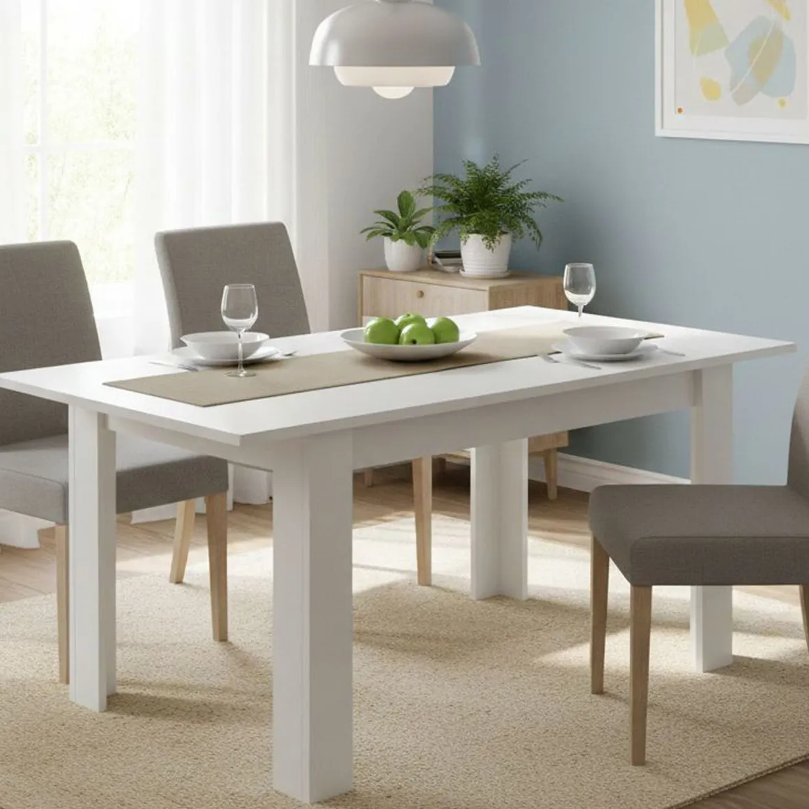 Tavoli Allungabili|Cucina > Dmora Tavolo allungabile moderno 6-8 posti 140/190x90cm rovere e bianco - Abudula Bianco, Marrone Rovere