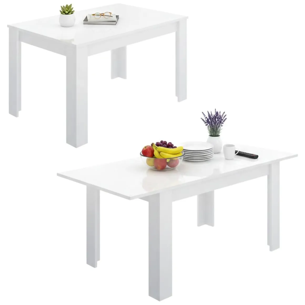 Tavoli Allungabili|Cucina > Dmora Tavolo allungabile moderno 6-8 posti 140/190x90cm rovere e bianco - Abudula Bianco, Marrone Rovere