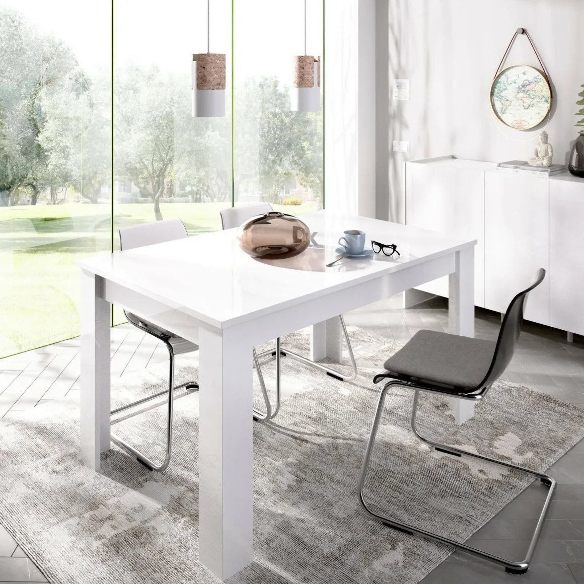 Tavoli Allungabili|Cucina > Dmora Tavolo allungabile moderno 6-8 posti 140/190x90cm rovere e bianco - Abudula Bianco, Marrone Rovere