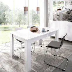 Tavoli Allungabili|Cucina > Dmora Tavolo allungabile moderno 6-8 posti 140/190x90cm rovere e bianco - Abudula Bianco, Marrone Rovere