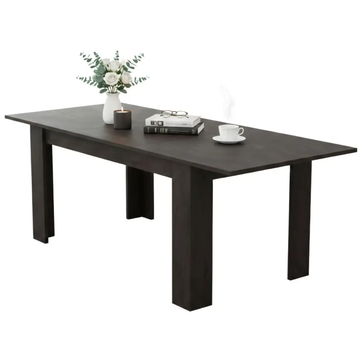 Tavoli Allungabili > Dmora Tavolo Allungabile Allungabile Meccanismo Estensione Allunga Centrale 220x90x75h cm, Lunghezza Massima 220 cm - Campora Nero Antracite
