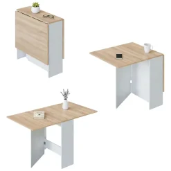 Tavolo allungabile piccolo 2-4 posti 31x77cm bianco e rovere - Arid