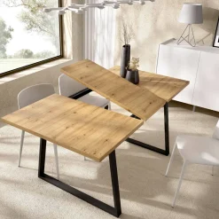 Tavoli Allungabili|Cucina > Dmora Tavolo allungabile 6-8 posti 160x90cm legno - Aryal Marrone Rovere Nodi