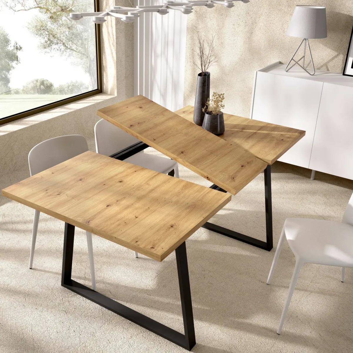 Tavoli Allungabili|Cucina > Dmora Tavolo allungabile 6-8 posti 160x90cm legno - Aryal Marrone Rovere Nodi