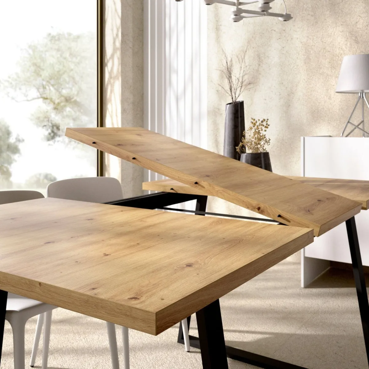Tavoli Allungabili|Cucina > Dmora Tavolo allungabile 6-8 posti 160x90cm legno - Aryal Marrone Rovere Nodi