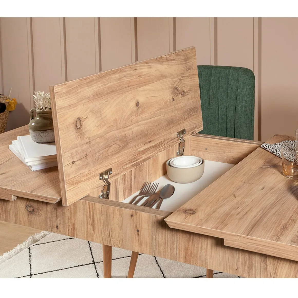 Tavoli Allungabili|Cucina > Dmora Tavolo allungabile 6-8 posti 90x90cm ardesia - Airin Grigio Ardesia