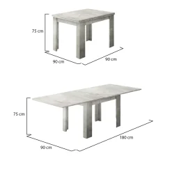 Tavoli Allungabili|Cucina > Dmora Tavolo allungabile 6-8 posti 90x90cm - Airin Grigio