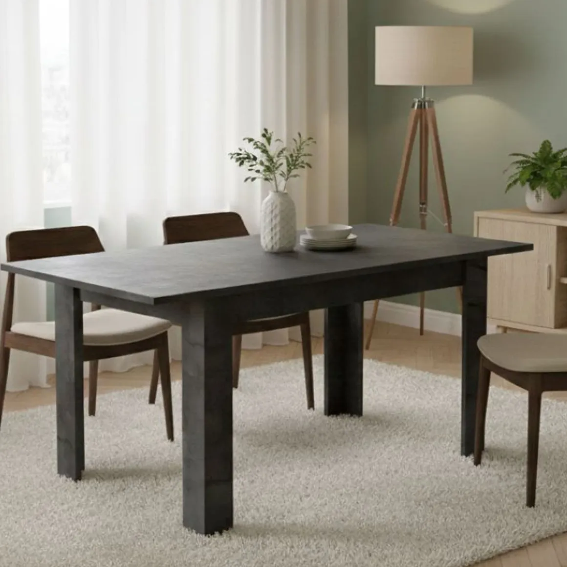 Tavolo allungabile 8-10 posti 137x90cm ardesia - Takumi