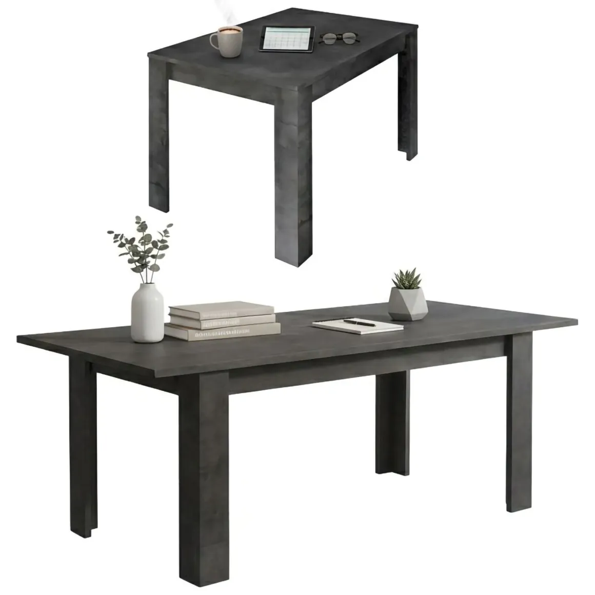Tavolo allungabile 8-10 posti 137x90cm ardesia - Takumi