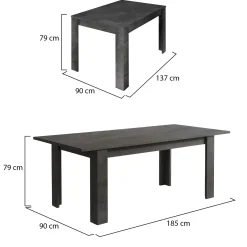 Tavolo allungabile 8-10 posti 137x90cm ardesia - Takumi