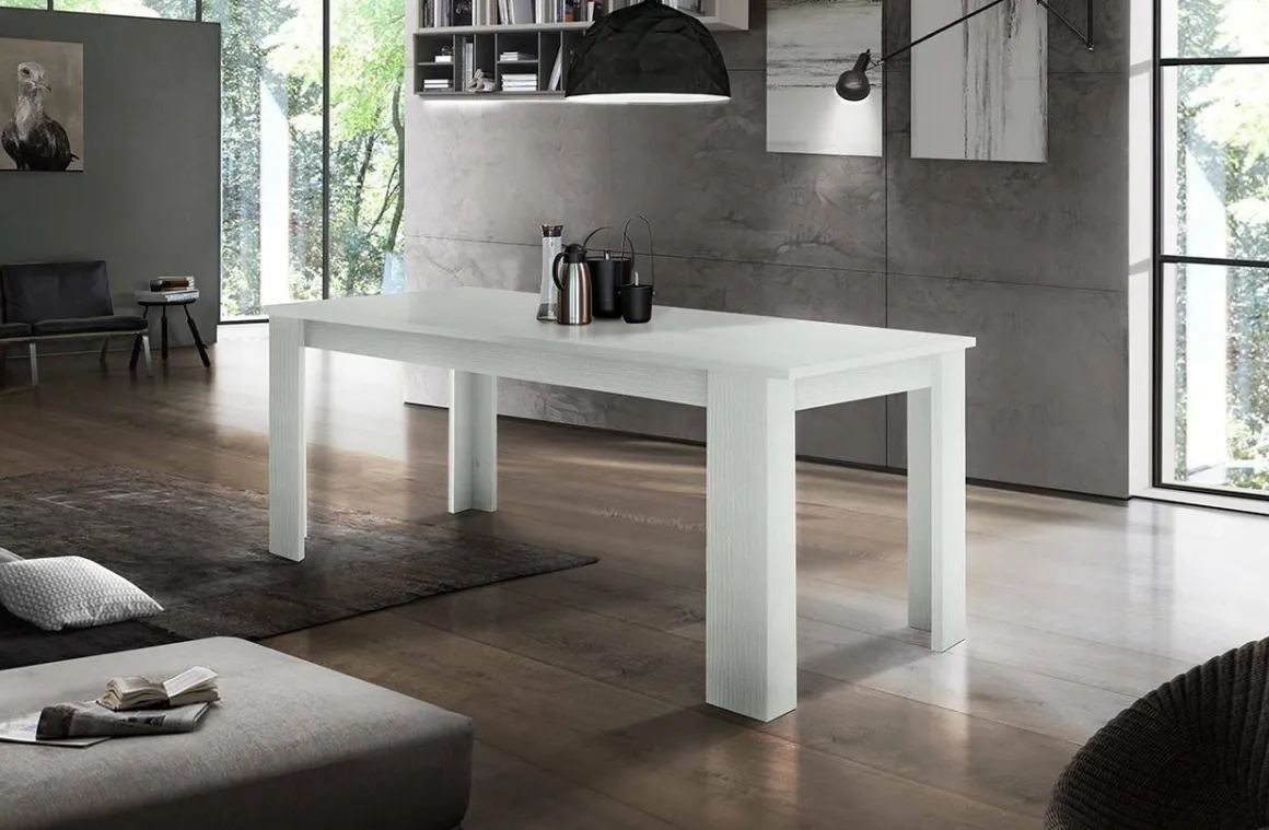Tavoli Allungabili|Cucina > Dmora Tavolo allungabile 8-10 posti 140/190x90cm - Arizon Bianco Lucido