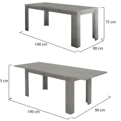 Tavoli Allungabili|Cucina > Dmora Tavolo allungabile 8-10 posti 140/190x90cm - Arizon Grigio