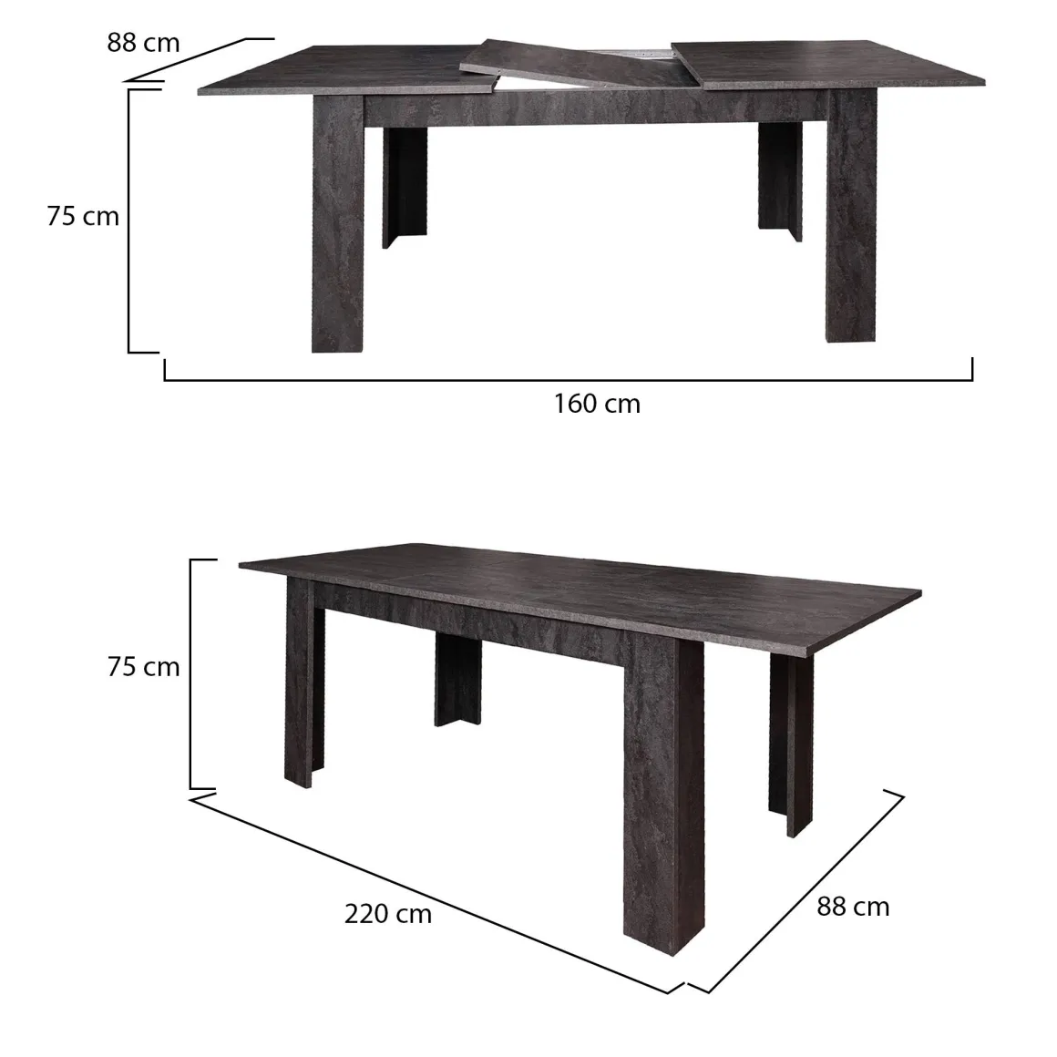 Tavoli Allungabili|Cucina > Dmora Tavolo allungabile 8-10 posti 160/220x88cm rovere - Artino Marrone Rovere