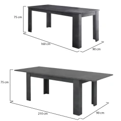 Tavolo allungabile 8-12 posti 160/210x90cm ardesia - Agenore