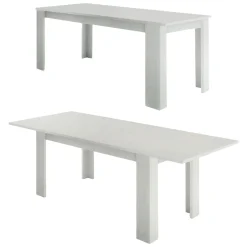 Tavoli Allungabili|Cucina > Dmora Tavolo allungabile 8-12 posti 160/210x90cm -Agenore Bianco Anticato