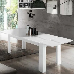 Tavolo allungabile 8-12 posti 160/210x90cm bianco lucido -Agenore