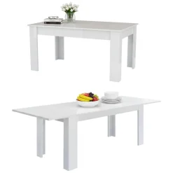 Tavolo allungabile 8-12 posti 160/210x90cm bianco lucido -Agenore