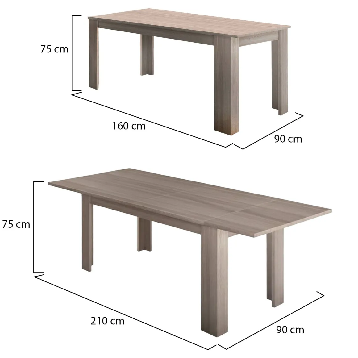 Tavoli Allungabili > Dmora Tavolo allungabile 8-12 posti 180x95cm - Arvier Bianco