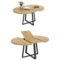Tavolo allungabile rotondo salvaspazio 6-8 posti 110/158x110cm legno - Andia