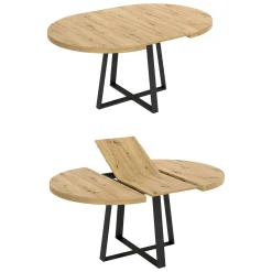 Tavolo allungabile rotondo salvaspazio 6-8 posti 110/158x110cm legno - Andia