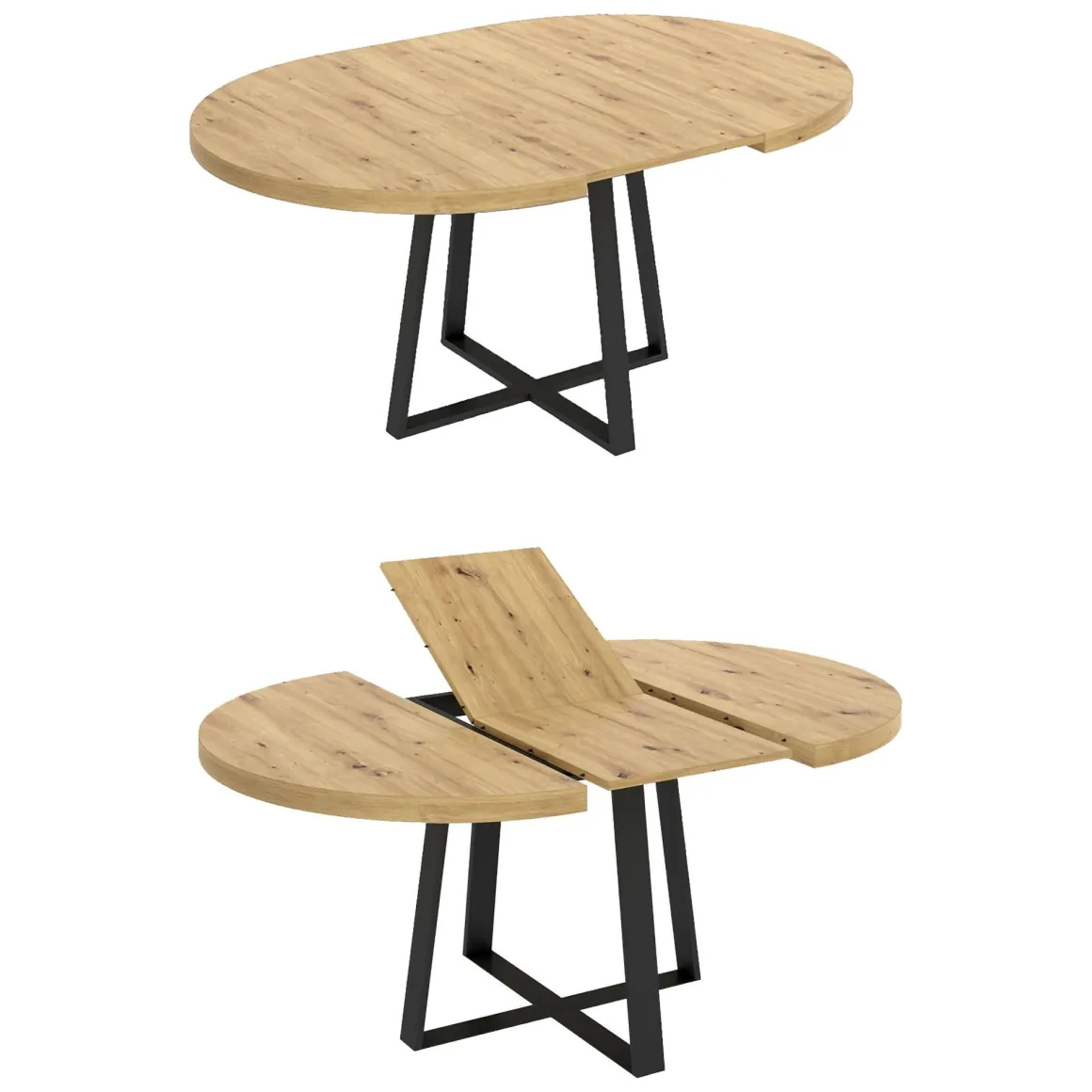 Tavolo allungabile rotondo salvaspazio 6-8 posti 110/158x110cm legno - Andia