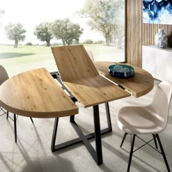 Tavolo allungabile rotondo salvaspazio 6-8 posti 110/158x110cm legno - Andia