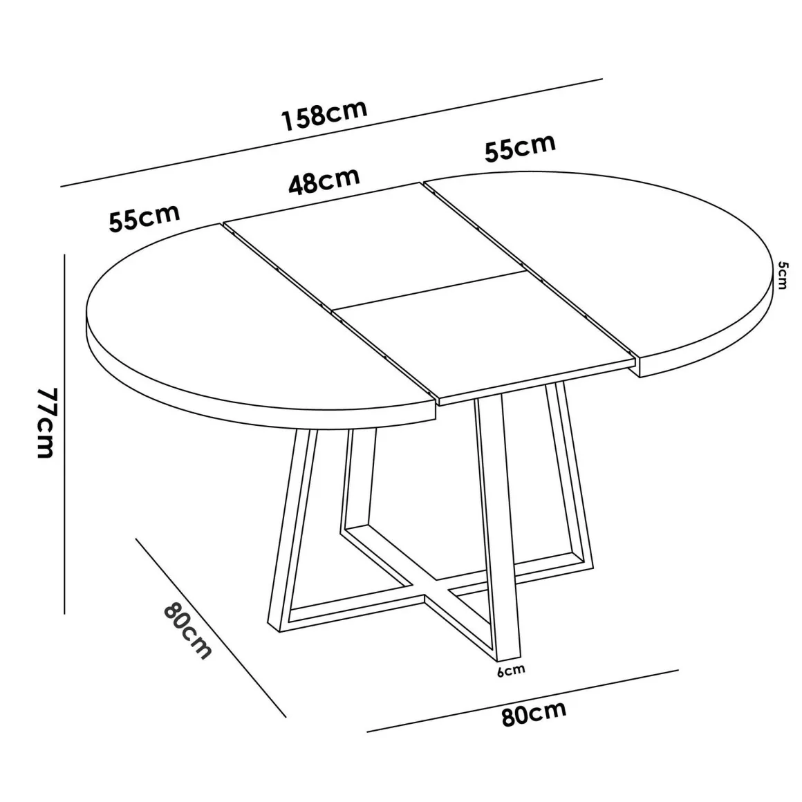 Tavolo allungabile rotondo salvaspazio 6-8 posti 110/158x110cm legno - Andia