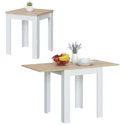 Tavoli Allungabili|Cucina > Dmora Tavolo allungabile salvaspazio 4-6 posti 67x67/135cm bianco e rovere - Aratro Marrone, Bianco Rovere