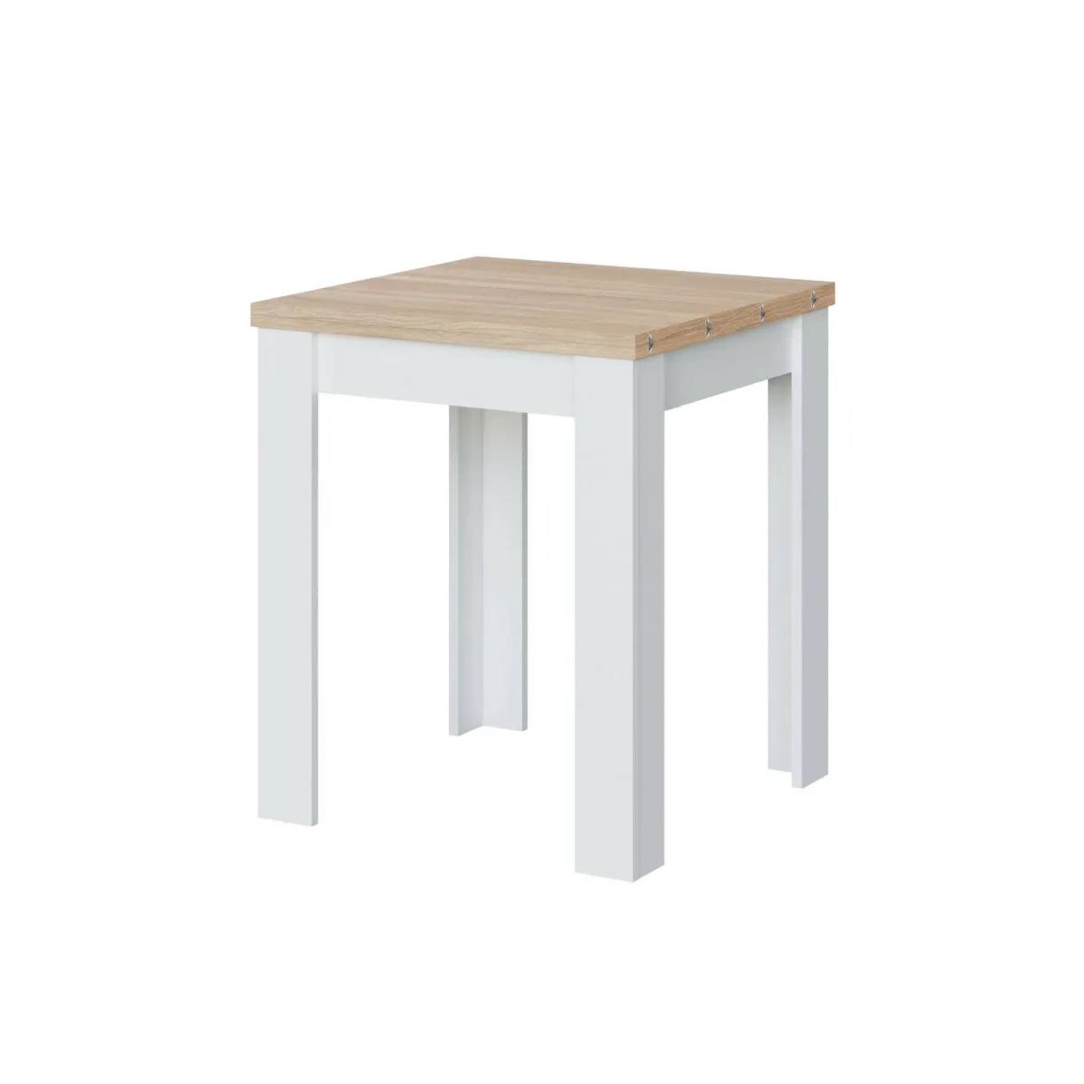 Tavoli Allungabili|Cucina > Dmora Tavolo allungabile salvaspazio 4-6 posti 67x67/135cm bianco e rovere - Aratro Marrone, Bianco Rovere