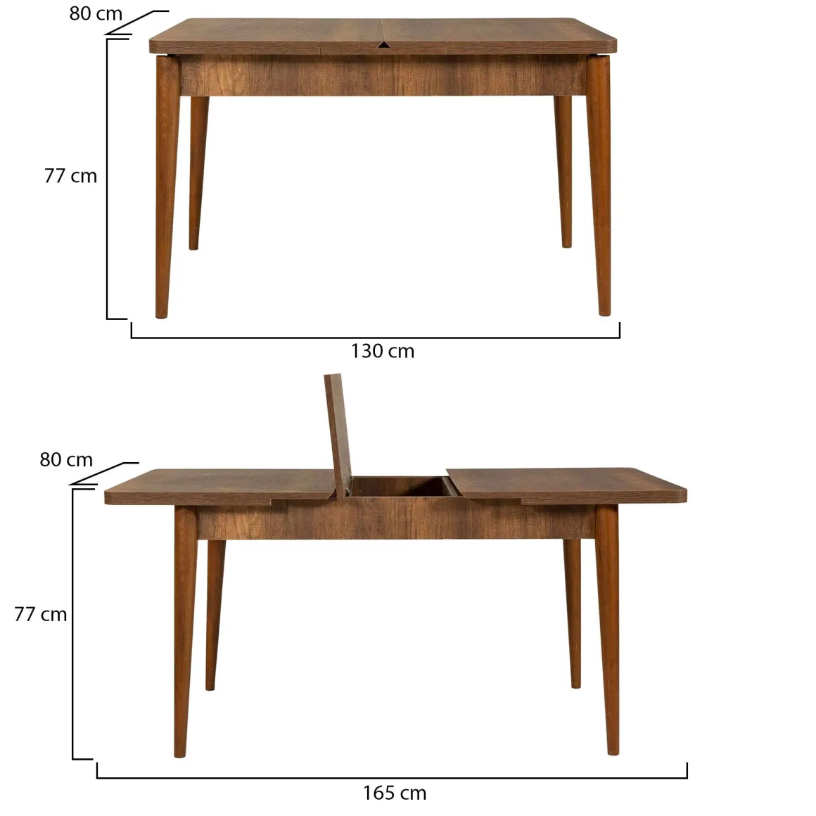 Tavolo allungabile vintage 6-8 posti 130x80cm noce - Dorotea