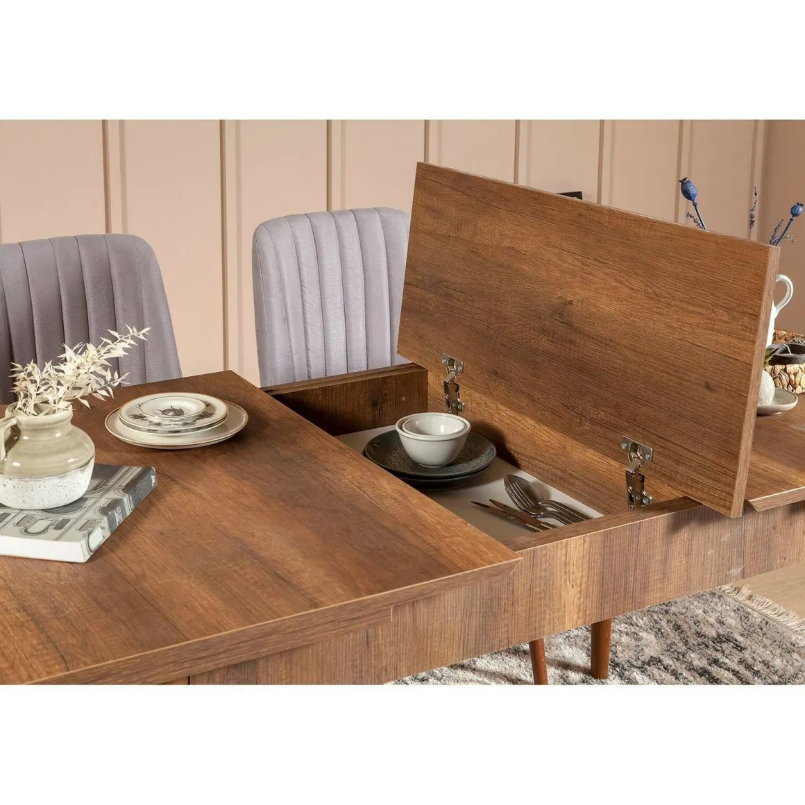 Tavolo allungabile vintage 6-8 posti 130x80cm noce - Dorotea