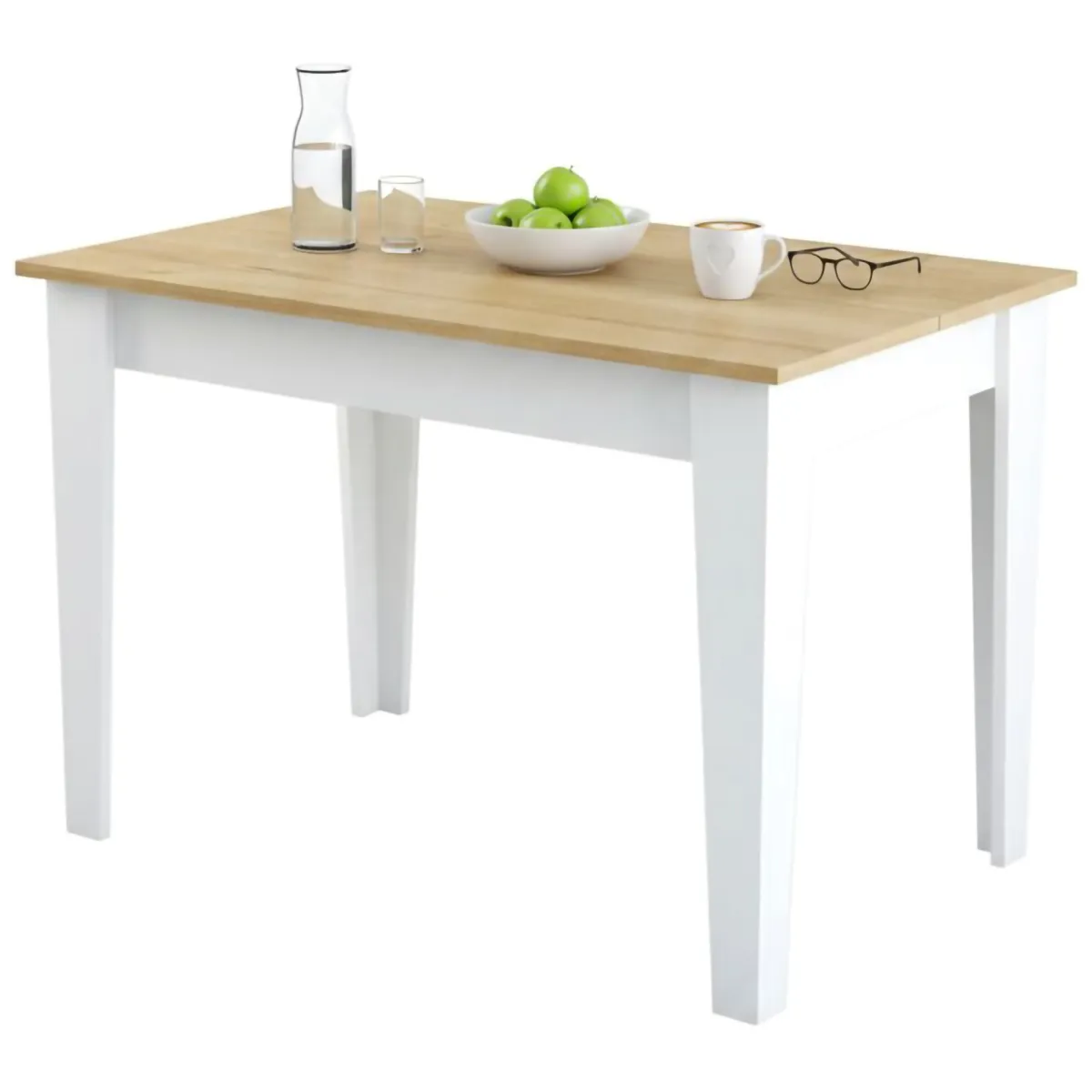 Tavoli Fissi > Dmora Tavolo classico rettangolare 6 posti bianco e quercia 110x72cm - Eupilio Marrone, Bianco Quercia