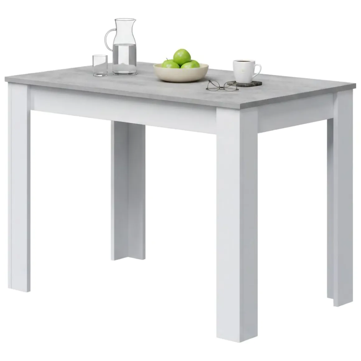 Tavolo cucina rettangolare 6 posti bianco e cemento 109x67cm - Anat