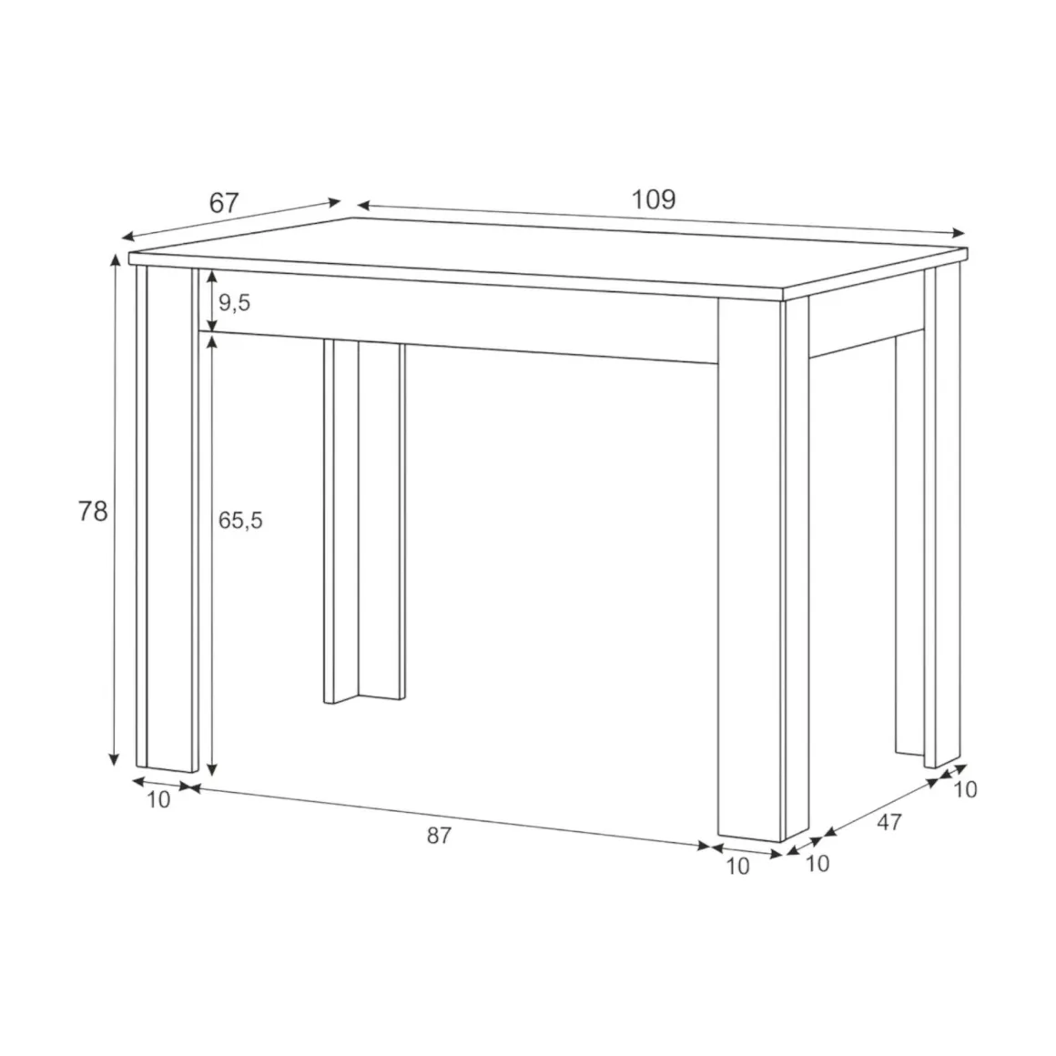 Tavolo cucina rettangolare 6 posti bianco e cemento 109x67cm - Anat