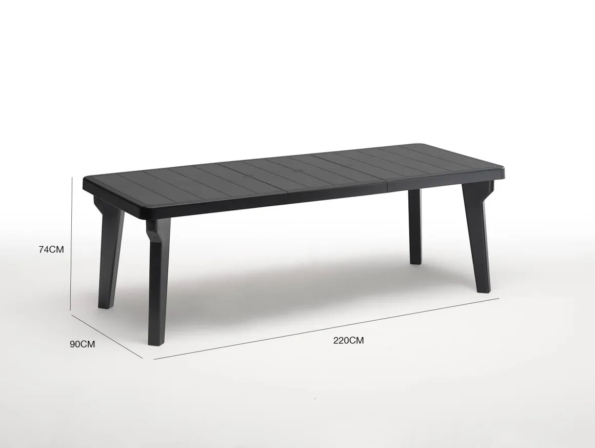 Tavolo da esterno allungabile 8-10 posti 160/220x90cm antracite - Anatre