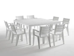 Tavoli Da Esterno > Dmora Tavolo da esterno allungabile 8-12 posti 146/292x86cm - Campana Bianco