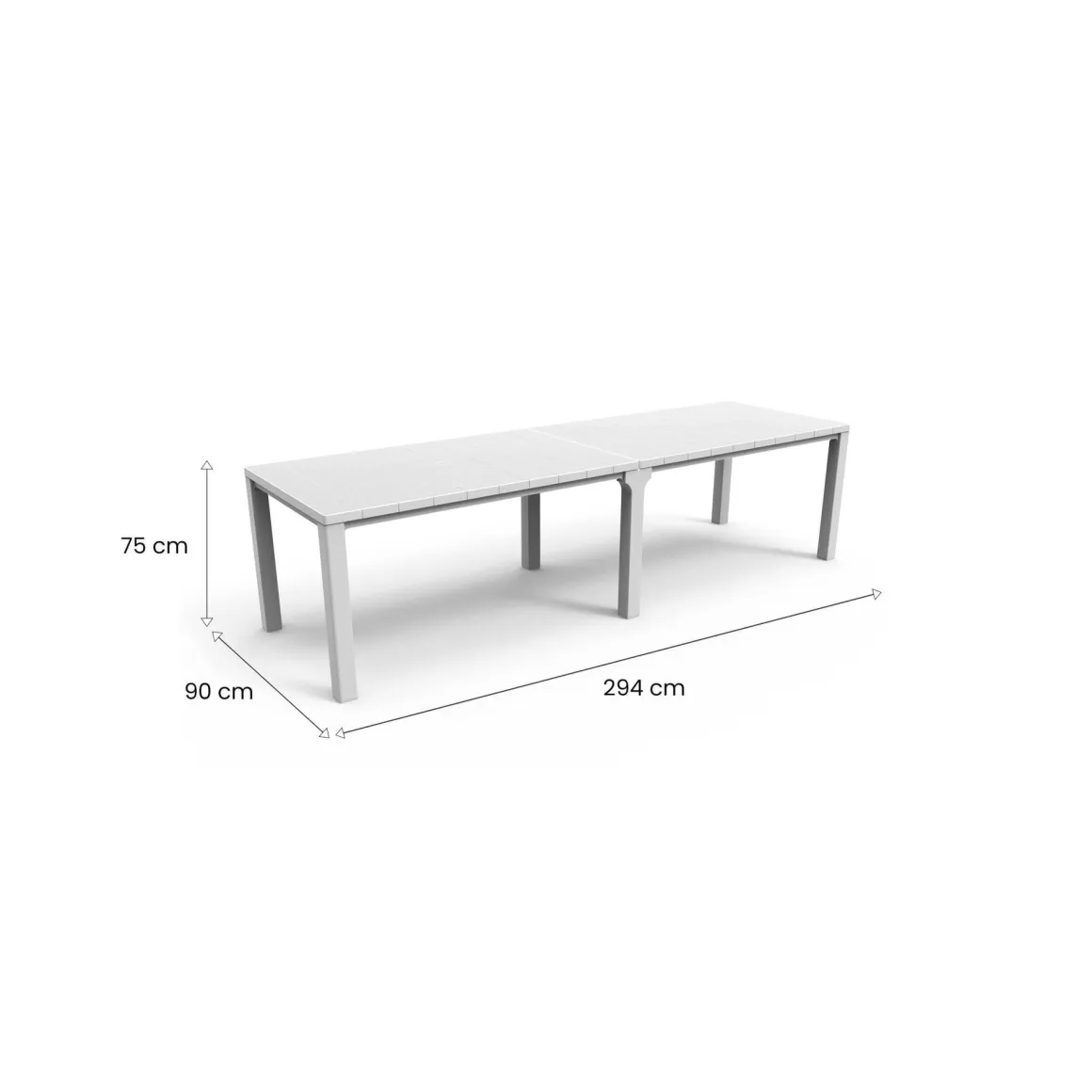 Tavolo da esterno allungabile 8-12 posti 147/294x90cm bianco - Brossard