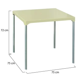 Tavolo da Esterno Beige 4 Posti Tavolo Tavolo Fisso Quadrato 75x75x72h cm, Lunghezza Massima 75 cm Made in Italy - Brownstown