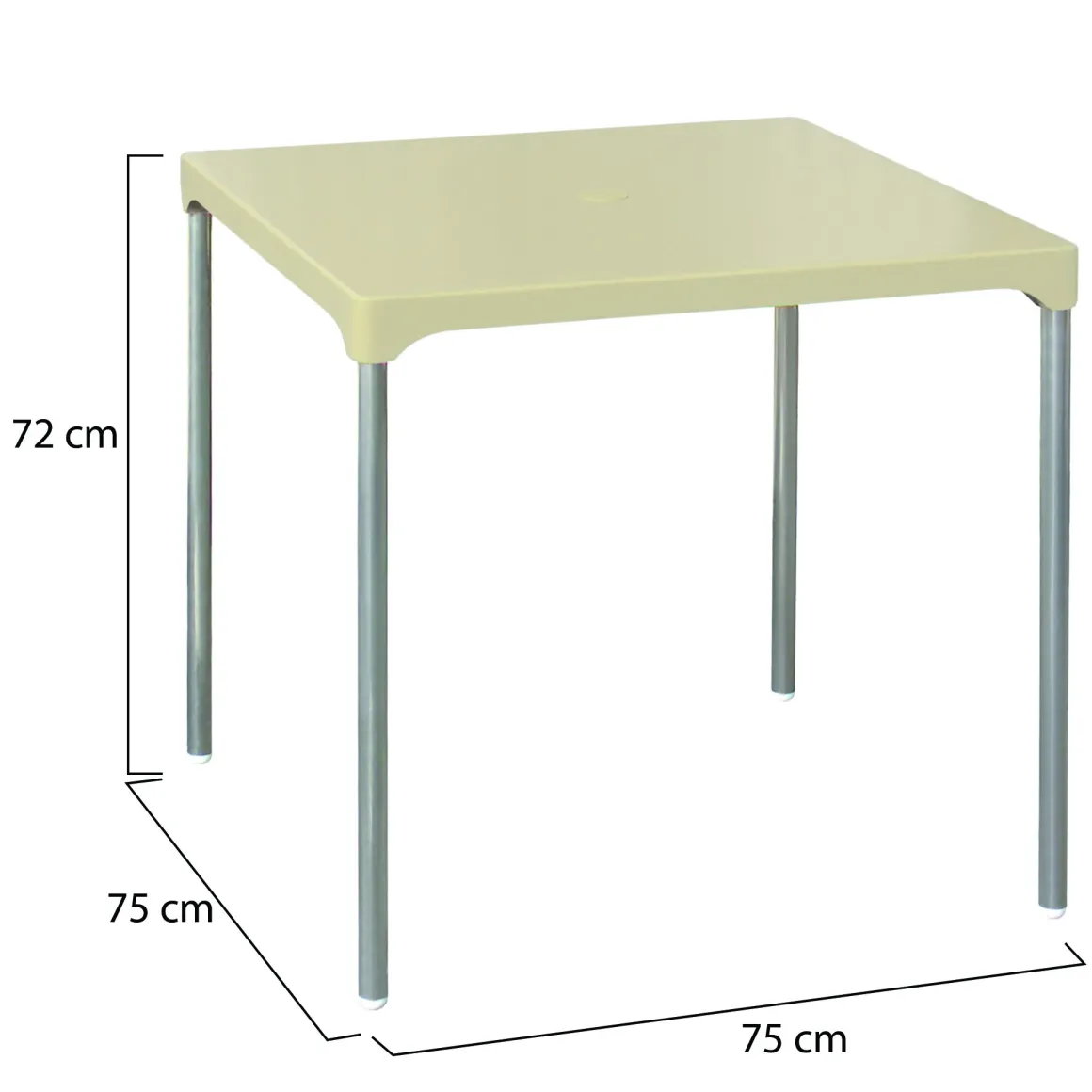 Tavolo da Esterno Beige 4 Posti Tavolo Tavolo Fisso Quadrato 75x75x72h cm, Lunghezza Massima 75 cm Made in Italy - Brownstown