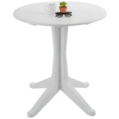 Tavoli Da Esterno > Dmora Tavolo da Esterno 2 Posti Tavolo Tavolo Rotondo Fisso 70x70x72h cm, Lunghezza Massima 70 cm Made in Italy - Lorwood Bianco