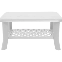 Tavolo da Esterno Bianco 4 Posti Tavolo Tavolino 90x60x46h cm, Forma Rettangolare