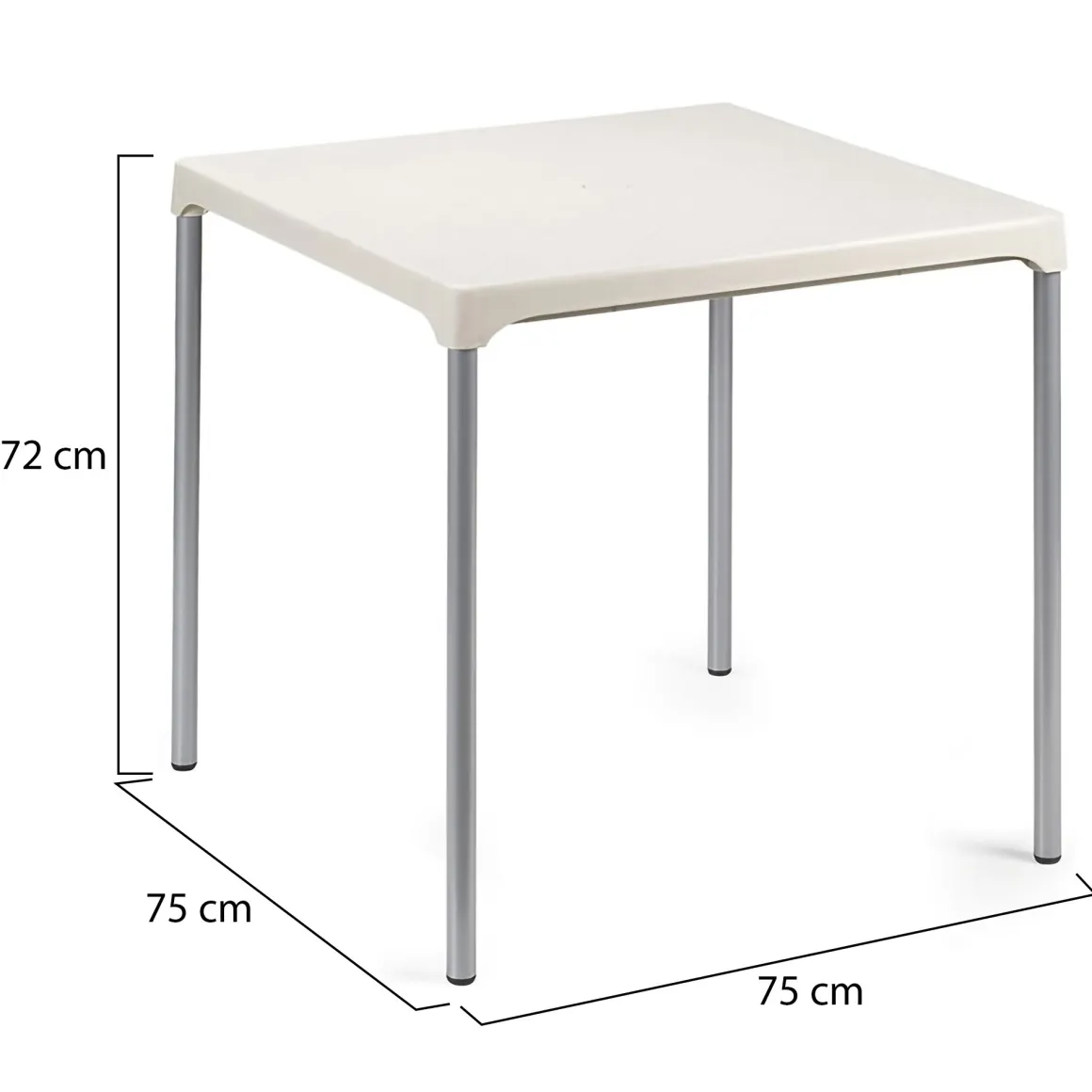 Tavoli Da Esterno > Dmora Tavolo da Esterno 4 Posti Tavolo Tavolo Fisso Quadrato 79x79x72h cm, Lunghezza Massima 79 cm Made in Italy - Normandy Bianco