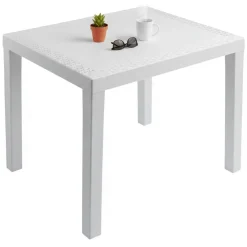 Tavoli Da Esterno > Dmora Tavolo da Esterno 4 Posti Tavolo Tavolo Fisso Rotondo 90x90x72h cm, Lunghezza Massima 90 cm Made in Italy - Brooksdale Bianco