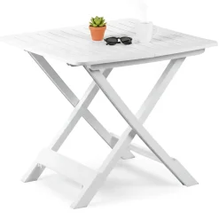 Tavoli Da Esterno > Dmora Tavolo da Esterno 4 Posti Tavolo Tavolo da Esterno Fisso 75x75x72h cm, Lunghezza Massima 75 cm Made in Italy - Smithport Bianco