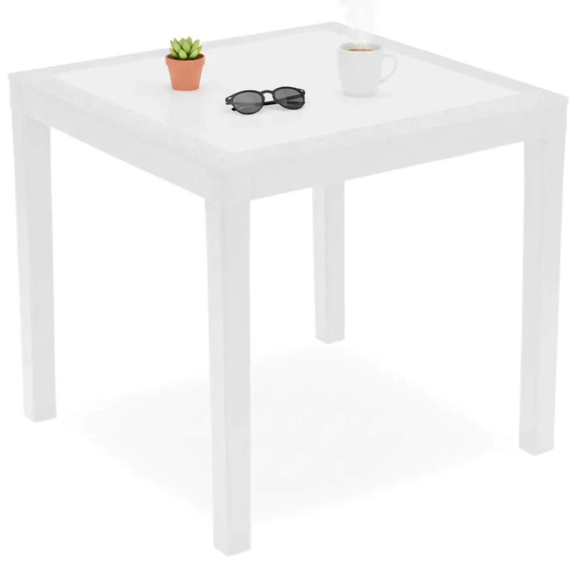 Tavoli Da Esterno > Dmora Tavolo da Esterno 4 Posti Tavolo Tavolo da Esterno Fisso 80x75x72h cm, Lunghezza Massima 80 cm Made in Italy - Tessner Bianco
