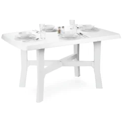 Tavolo da Esterno Bianco 6 Posti Tavolo Tavolo Fisso Rettangolare 138x88x72h cm, Lunghezza Massima 138 cm Made in Italy - Raspberry