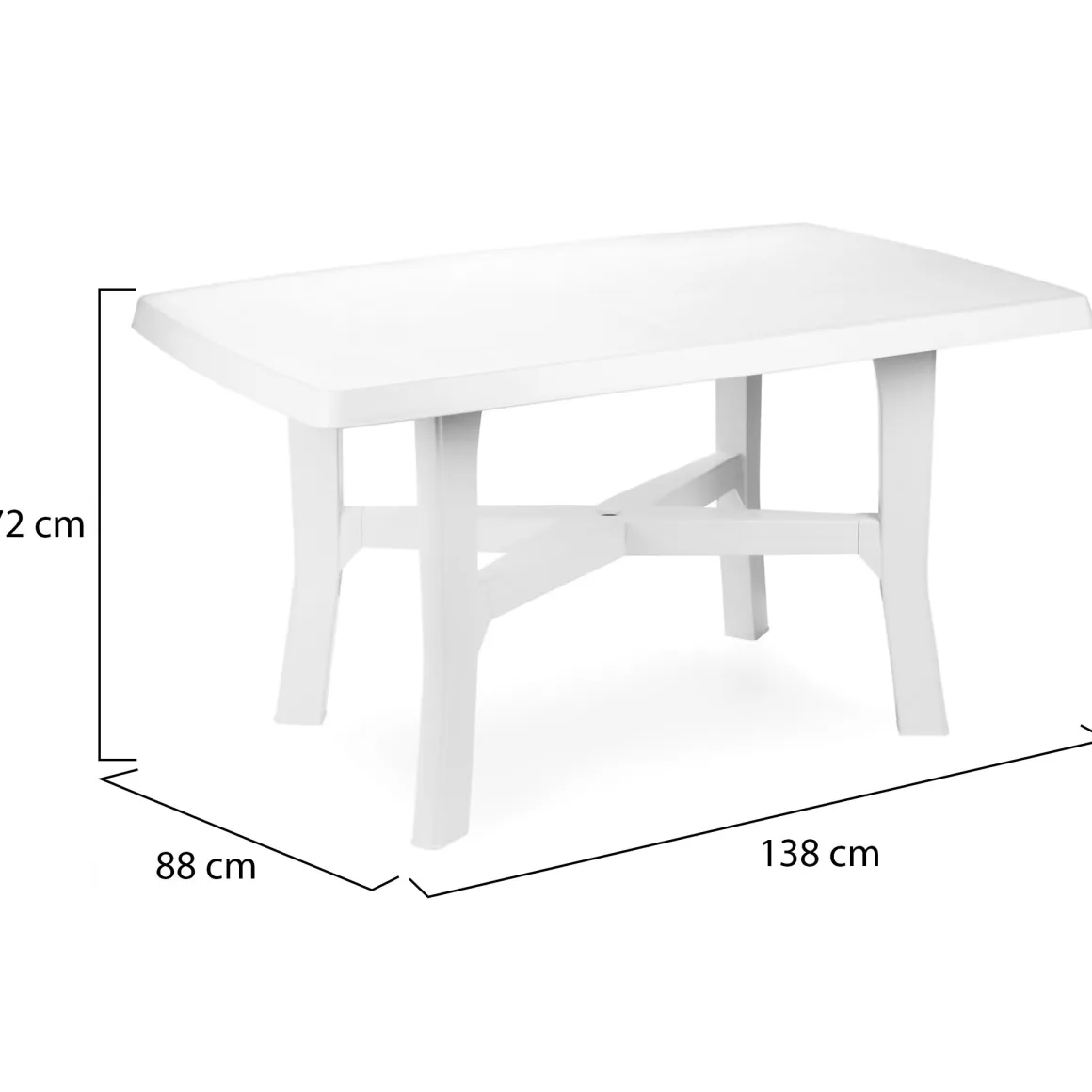 Tavolo da Esterno Bianco 6 Posti Tavolo Tavolo Fisso Rettangolare 138x88x72h cm, Lunghezza Massima 138 cm Made in Italy - Raspberry
